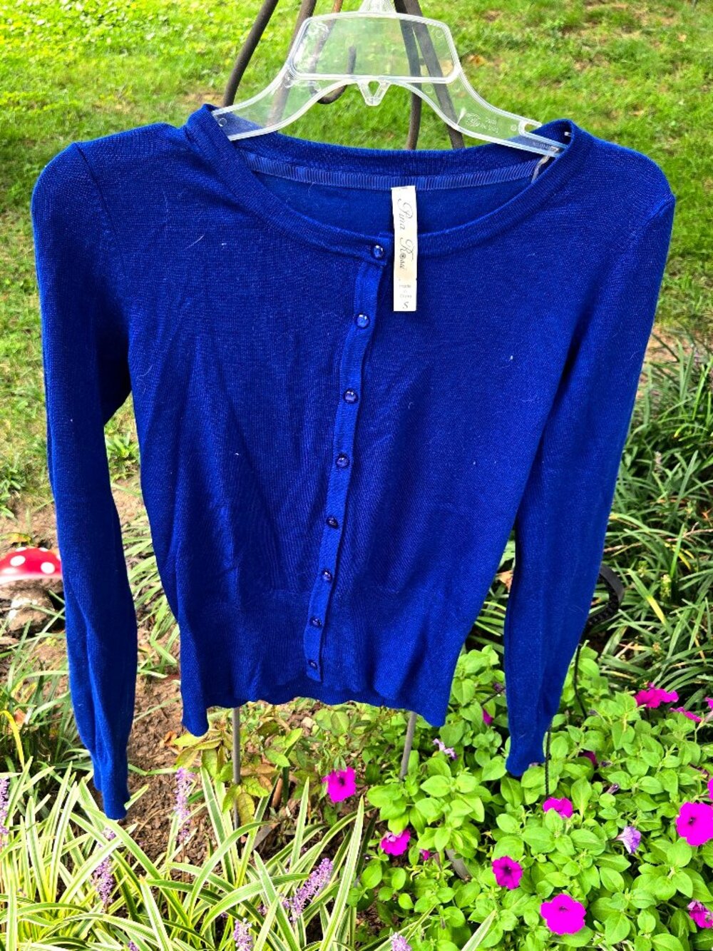 Cotton Cardigan Sweater Small | Cobalt Slim Fit Crewneck Button Down Knit